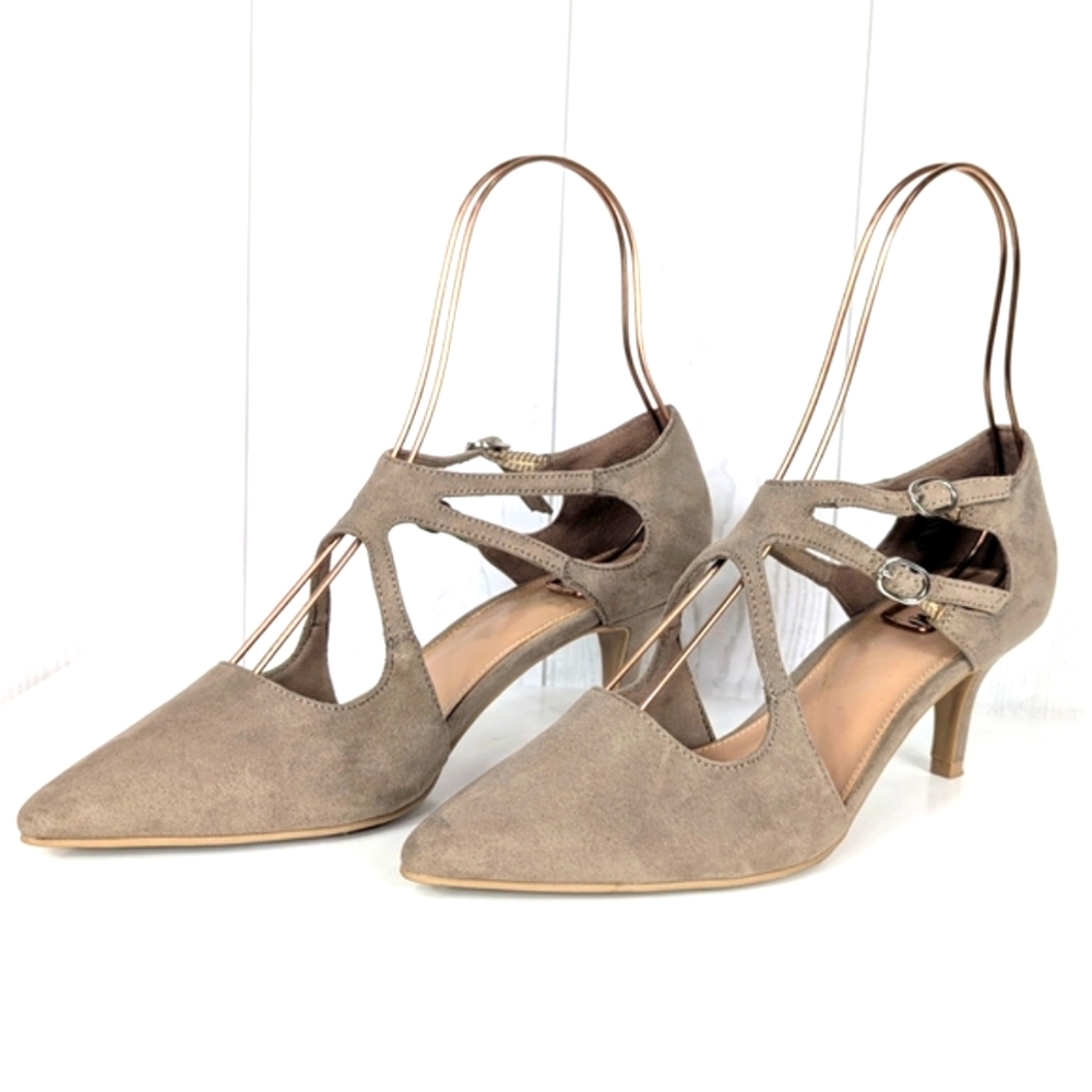 Fiona Taupe Faux Suede Women's Heels Size 6.5 Tan High Heel Shoes Pumps